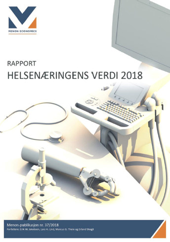 Forside av rapporten "Helsenæringens verdi 2018".