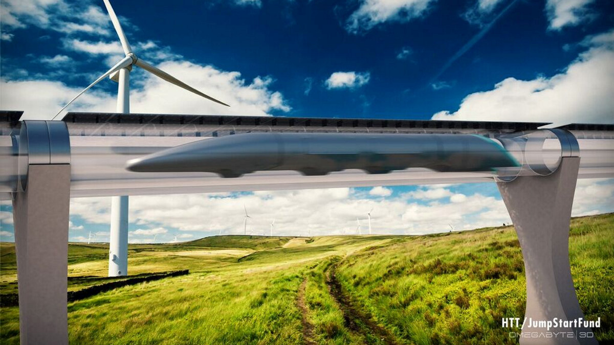 Illustrasjon som viser Hyperloop-konseptet.