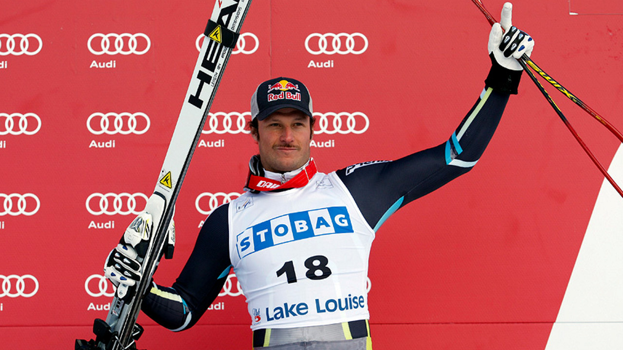 LAKE LOUISE, CANADA - NOVEMBER 27: Aksel Lund Svindal of Norway takes 3rd place during the Audi FIS Alpine Ski World Cup Men’s Downhill on November 27, 2010 in Lake Louise, Canada. 