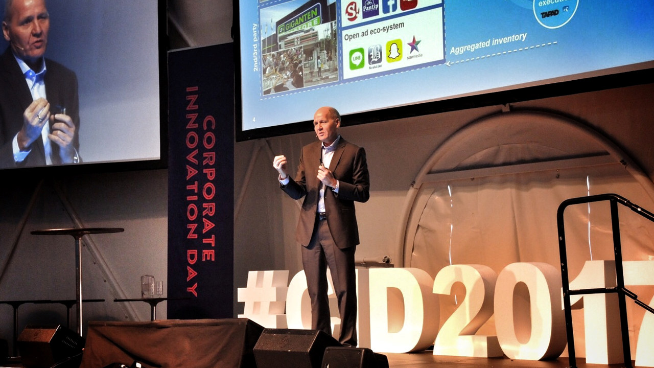 Konsernsjef Sigve Brekke i Telenor på Corporate Innovation Day 2017.