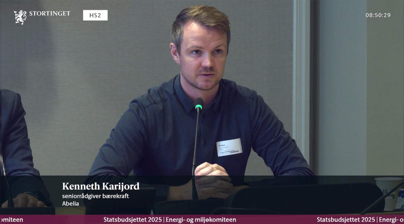 Kenneth Karijord på høring i energi- og miljøkomiteen.