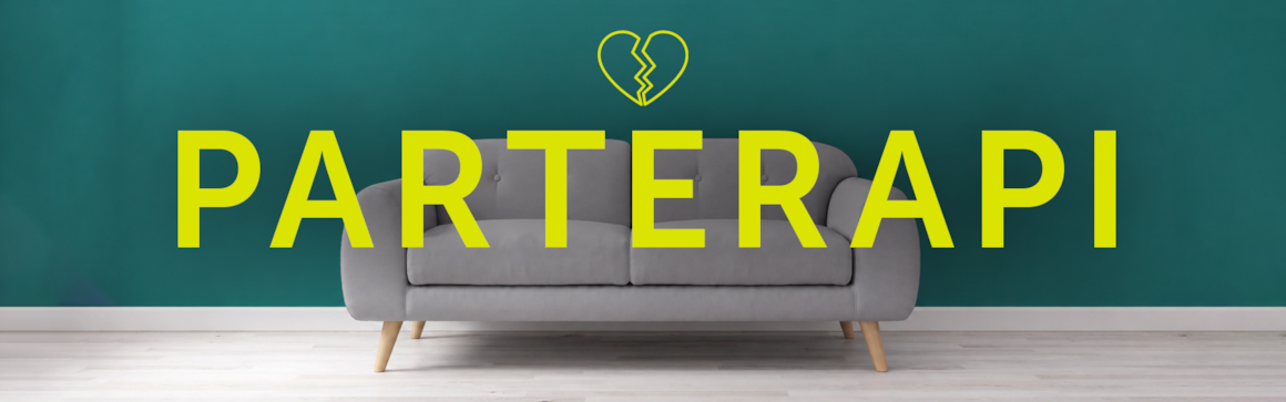 En sofa med teksten "Parterapi" over seg